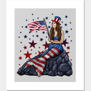 Patriotic Mermaid Posters and Art